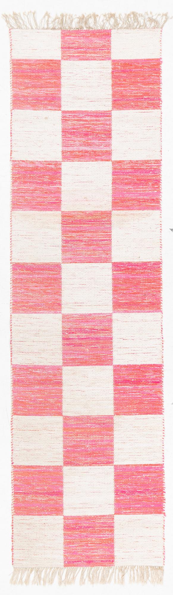 Margit Thorén, gallerimatta, dubbelvävd trasmatta, "Schackrutan," Firma Svenskt Tenn, ca 315 x 90 cm.