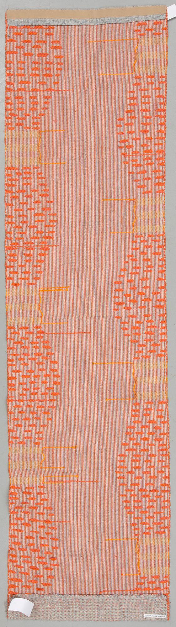 VÄVD TAPET, slätväv, Kerstin Åsling-Sundberg, Ca 214,5x56,5 cm.