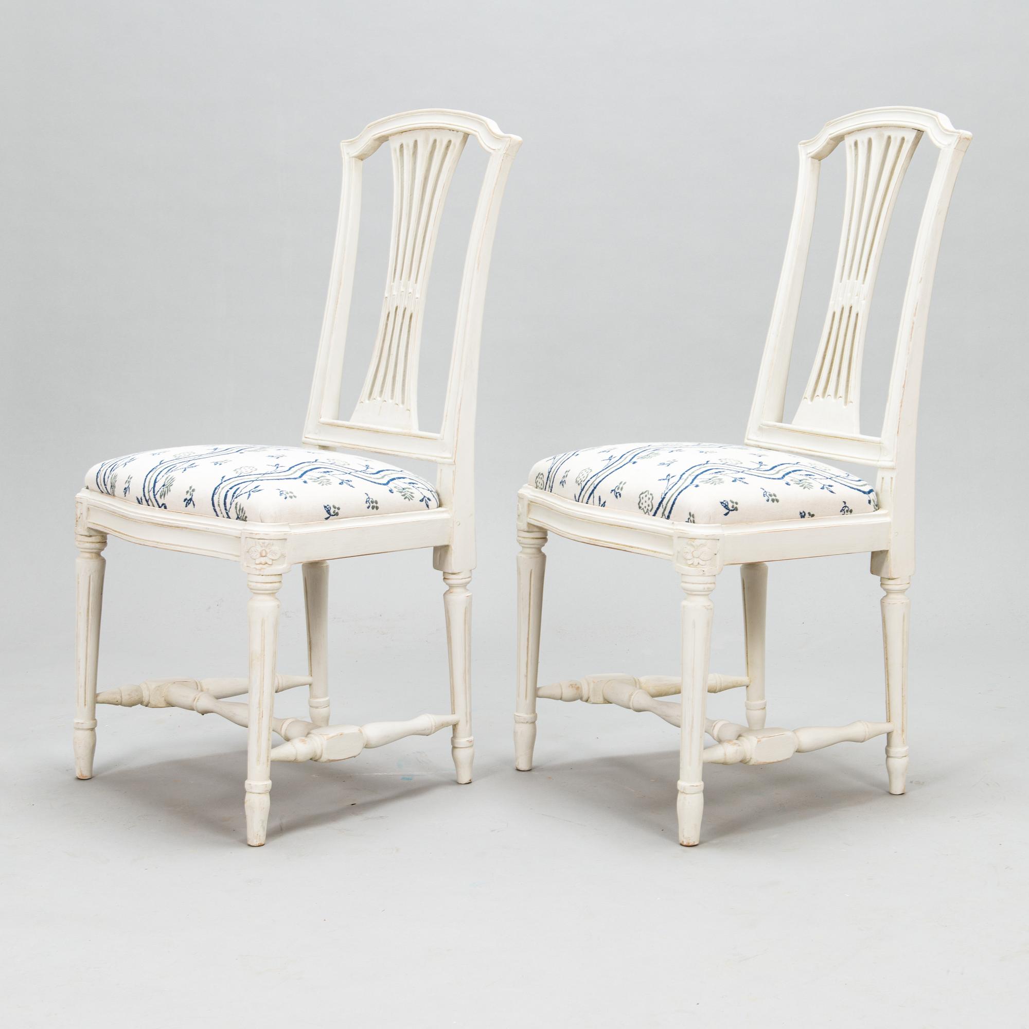 Stolar, 6 st, gustaviansk stil, 1900-talets första hälft.