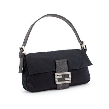 FENDI, a black silk evening bag, "Baguette".