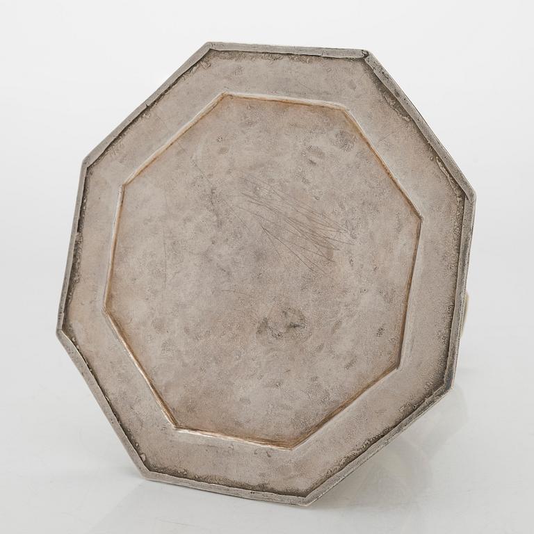 A parcel-gilt silver repoussé water pipe huqqa base, 18th/19th Century.