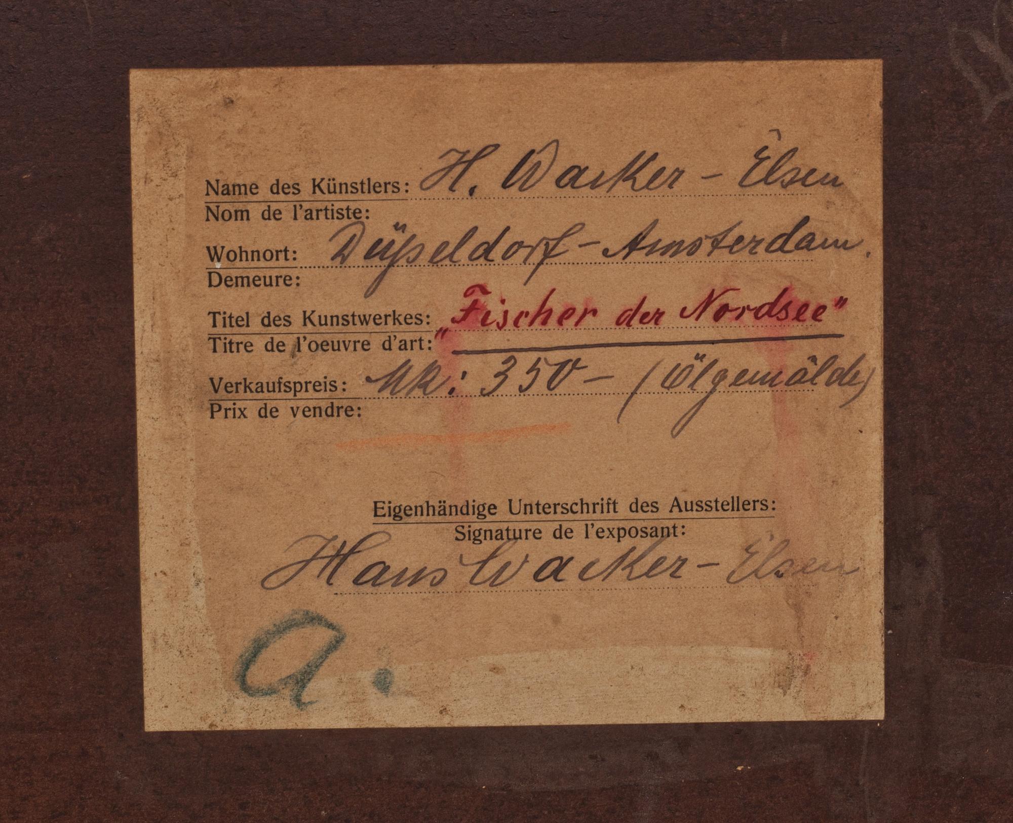 HANS WACKER-ELSEN, olja på pannå, signerad.