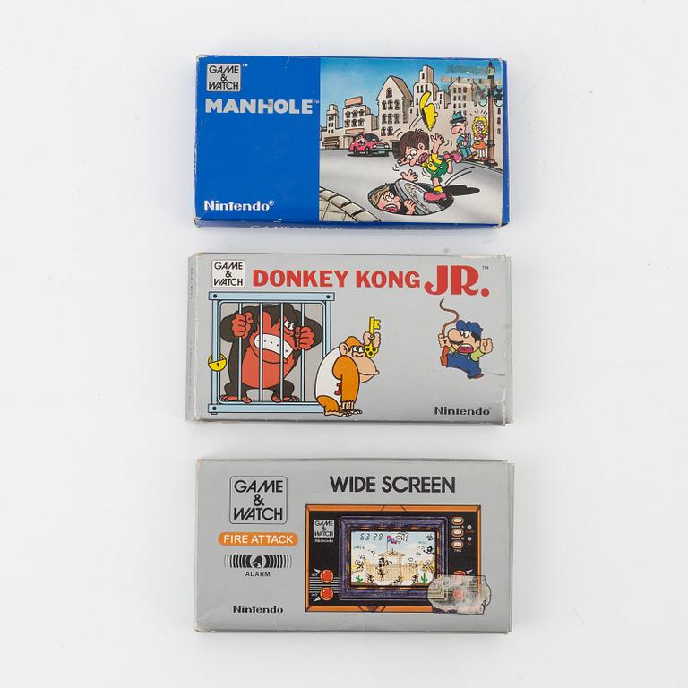 Nintendo Game & watch, 3 st, "Manhole", "Wide screen & "Donkey kong JR".