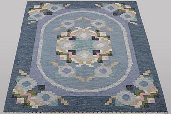 Ingegred Silow, a flat weave carpet, signed IS, ca 230 x 170 cm.