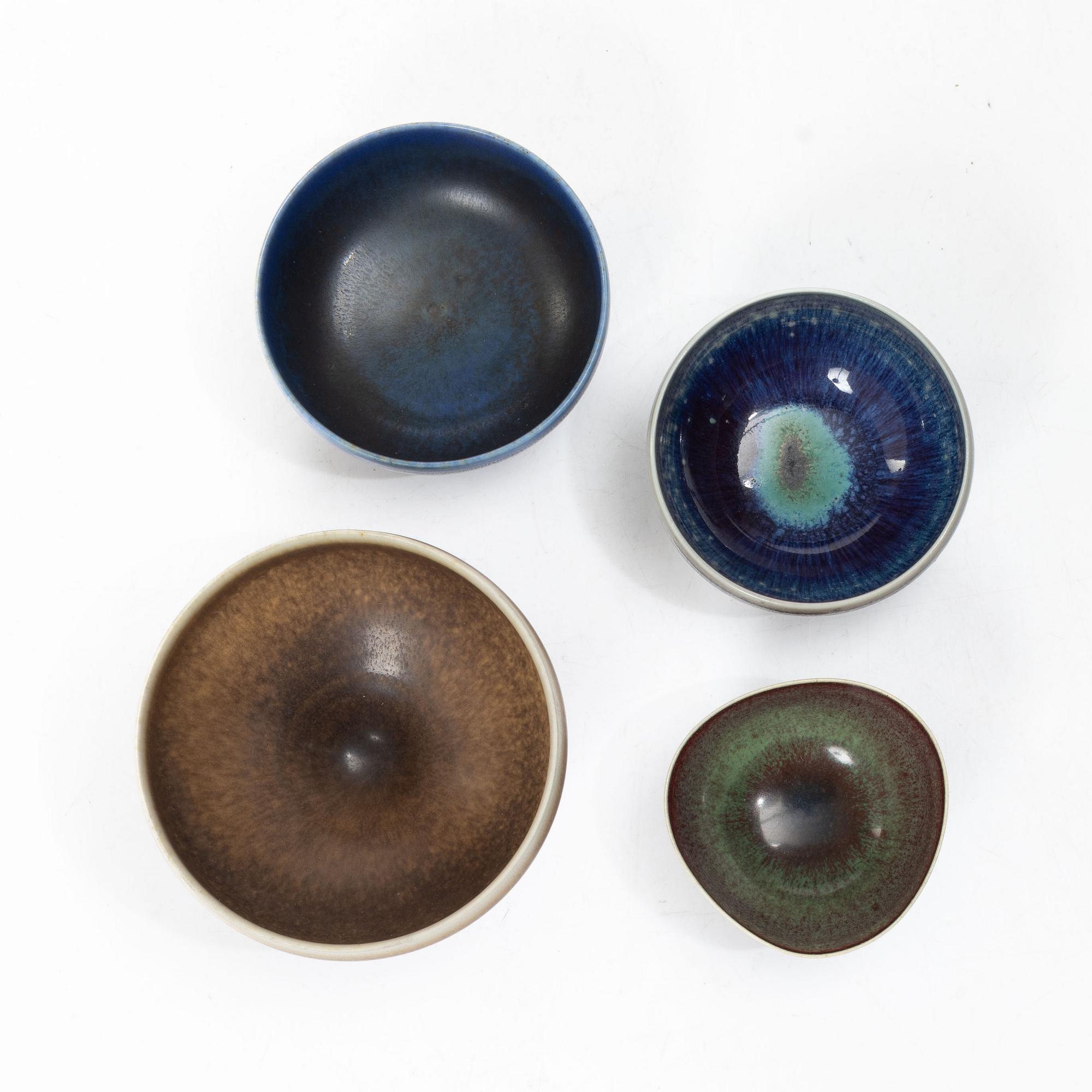 Berndt Friberg, a set oof four stoneware bowls, Gustavsberg Studio, 1960s–70s.