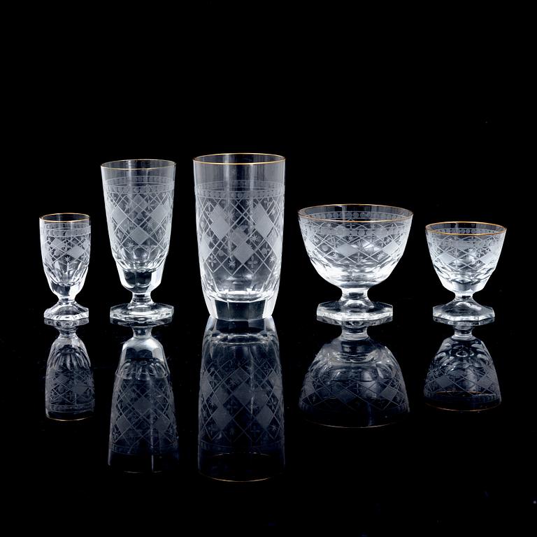 A 52-piece glass service, Kosta, Sweden, mid 20th century.