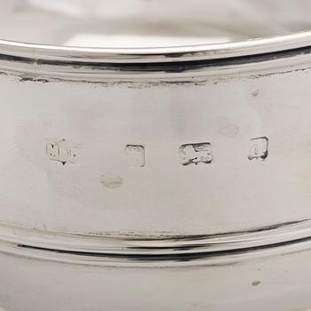 A set of two bowls with handles, sterling silver, England.