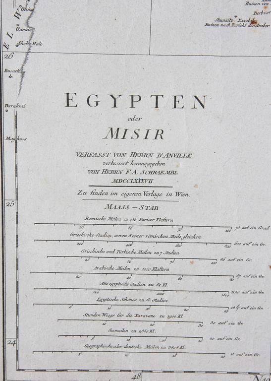 KARTA, "EGYPTEN oder MISIR", von Herrn F.A Schraembl, MDCCLXXXVII.