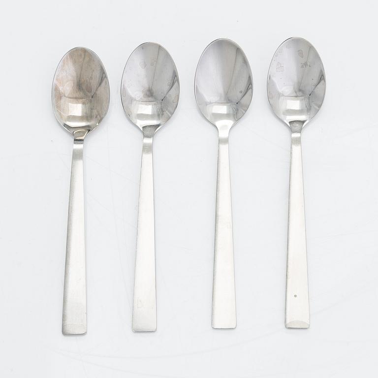 Beretl Gardberg, cutlery 56 pcs, and a lidded bowl, stainless steel, Sorsakoski, Fiskars, latter half the 20th century.