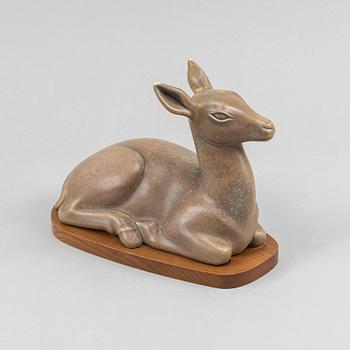 Gunnar Nylund, a unique deer stoneware sculpture, Rörstrand.