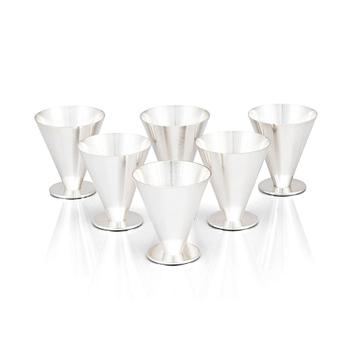 76. Wiwen Nilsson, cocktailglas, 6 st, Lund, 1952-1963, sterling.