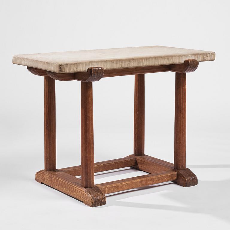 Axel Einar Hjorth, a stained pine and limestone top "Sandhamn" table, Nordiska Kompaniet, Sweden 1931.