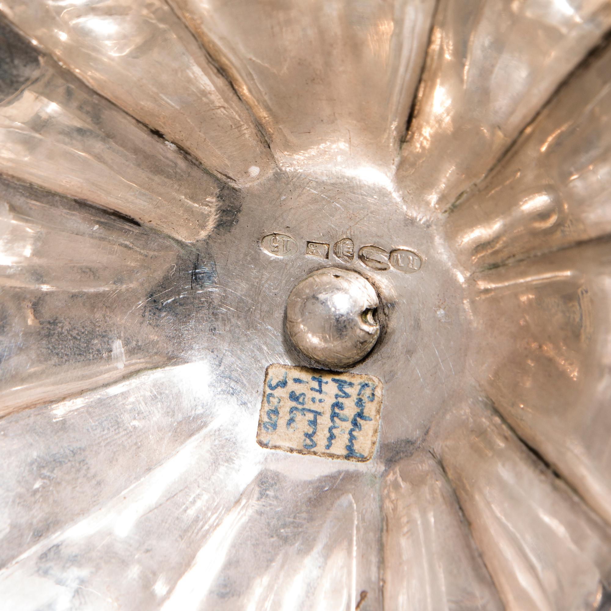SOCKERSKÅL MED LOCK, silver, Helsingfors, Roland Melin 1860. Vikt 1195 g.