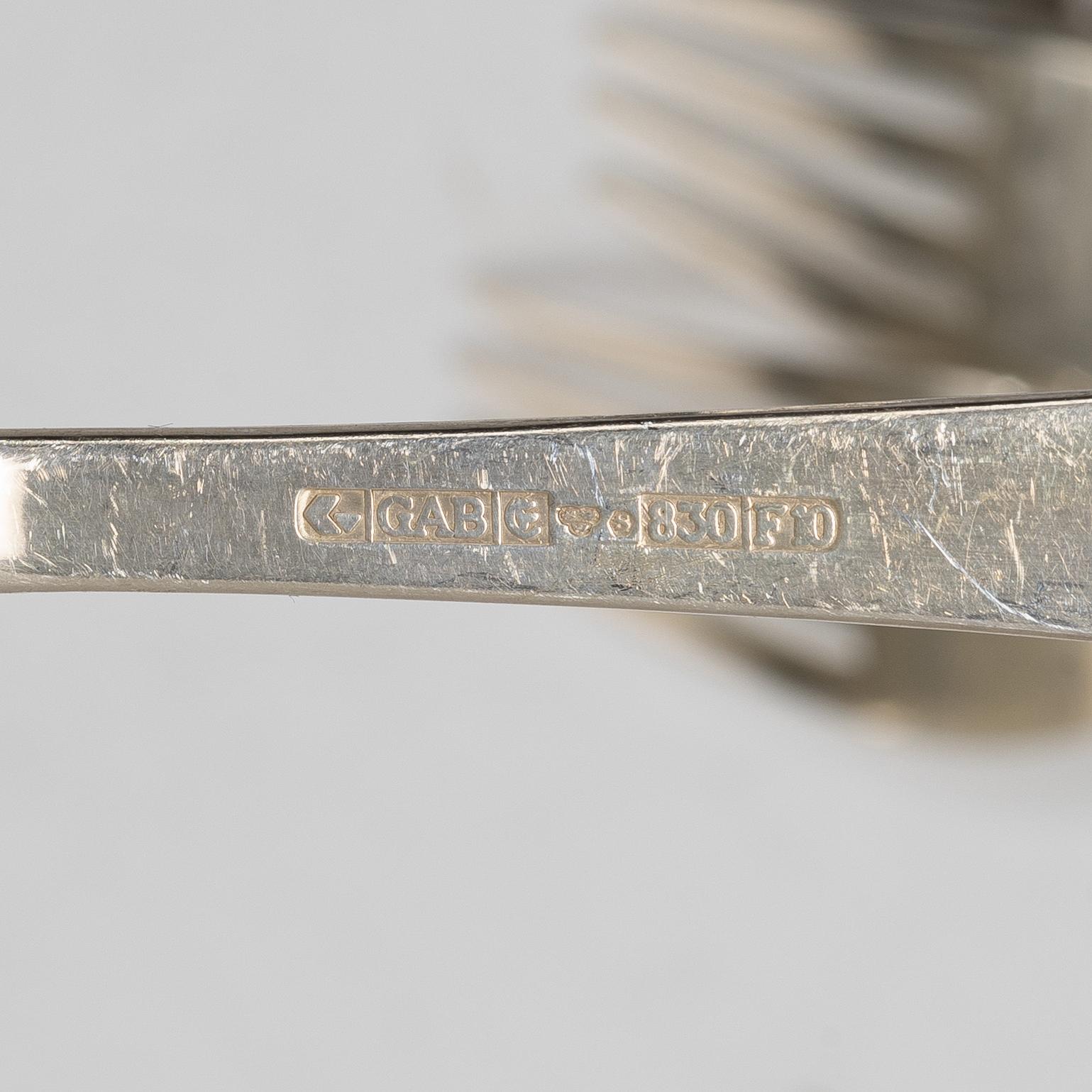 Jacob Ängman, A Swedish silver cutlery set, "Rosenholm", GAB, Stockholm and Eskilstuna, including year mark 1981 (56 pieces).