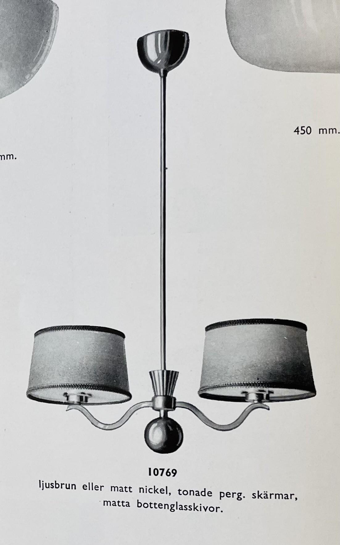 Harald Notini, taklampa, modell "10769", Arvid Böhlmarks Lampfabrik, 1930-tal.
