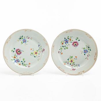 Six Famille Rose porcelain plates, China, Qianlong (1736-95).
