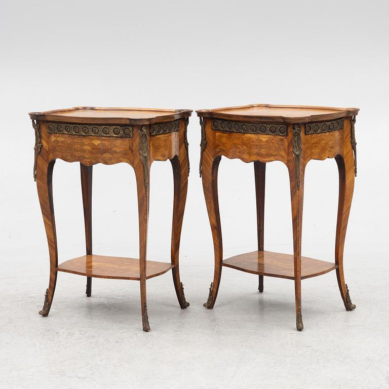 A Pair of Louis XV-Style Bedside Tables, 20th Century.