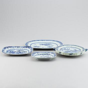 A set of four blue and white dishes, Qing dynasty, Qianlong (1736-95).