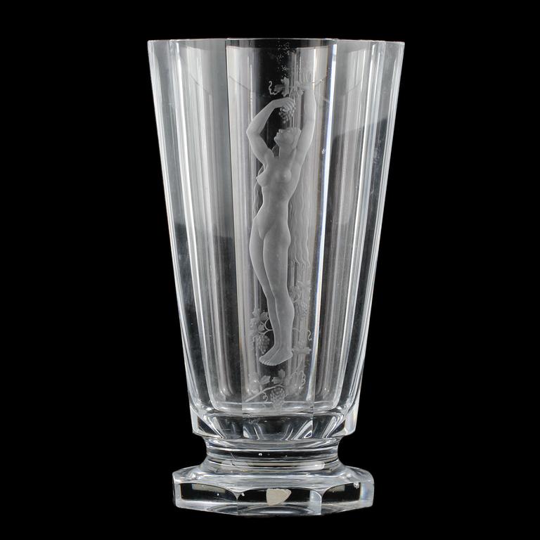 VAS, glas, Simon Gate, Orrefors, 1900-talets första hälft.