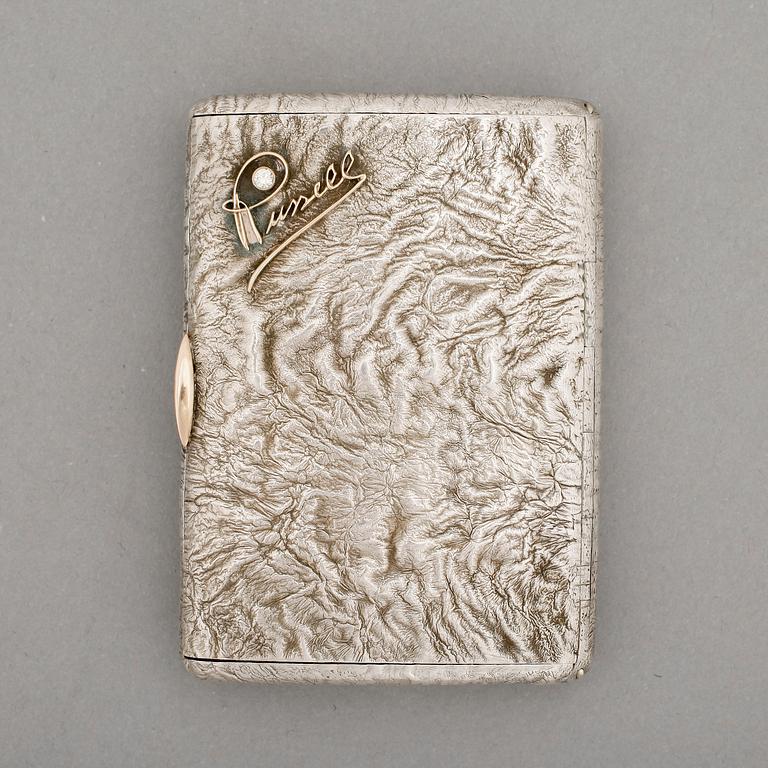 CIGARETTETUI, silver, diamant, svenska importstämplar, 1900-tal. Vikt ca 96  gram.