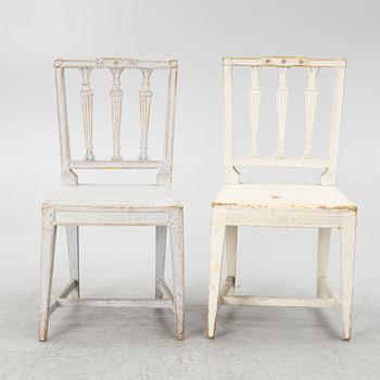 Two similar late Gustavian chairs, Sweden, around 1800.