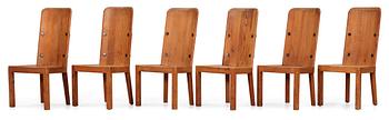 A set of six Axel Einar Hjorth pine chairs 'Lovö', Nordiska Kompaniet, 1930's.