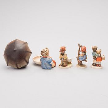 Five porcelain figurines from M.I. Hummel, Goebel, Germany 1950s-1970s.