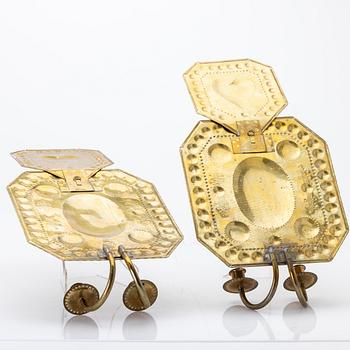 A pair of wall sconces, brass, 20th century.