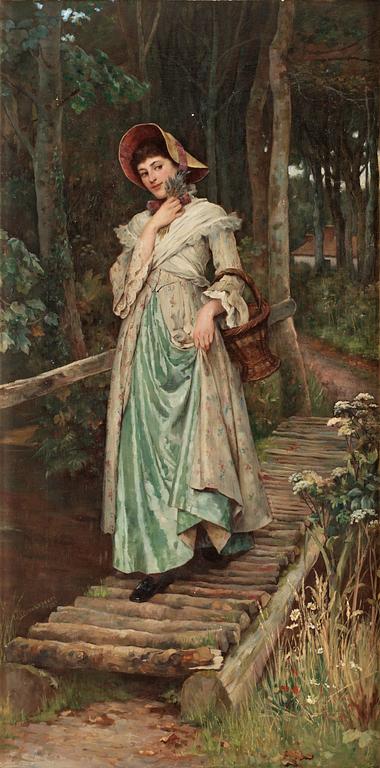 William A Breakspeare, Young woman on a bridge.