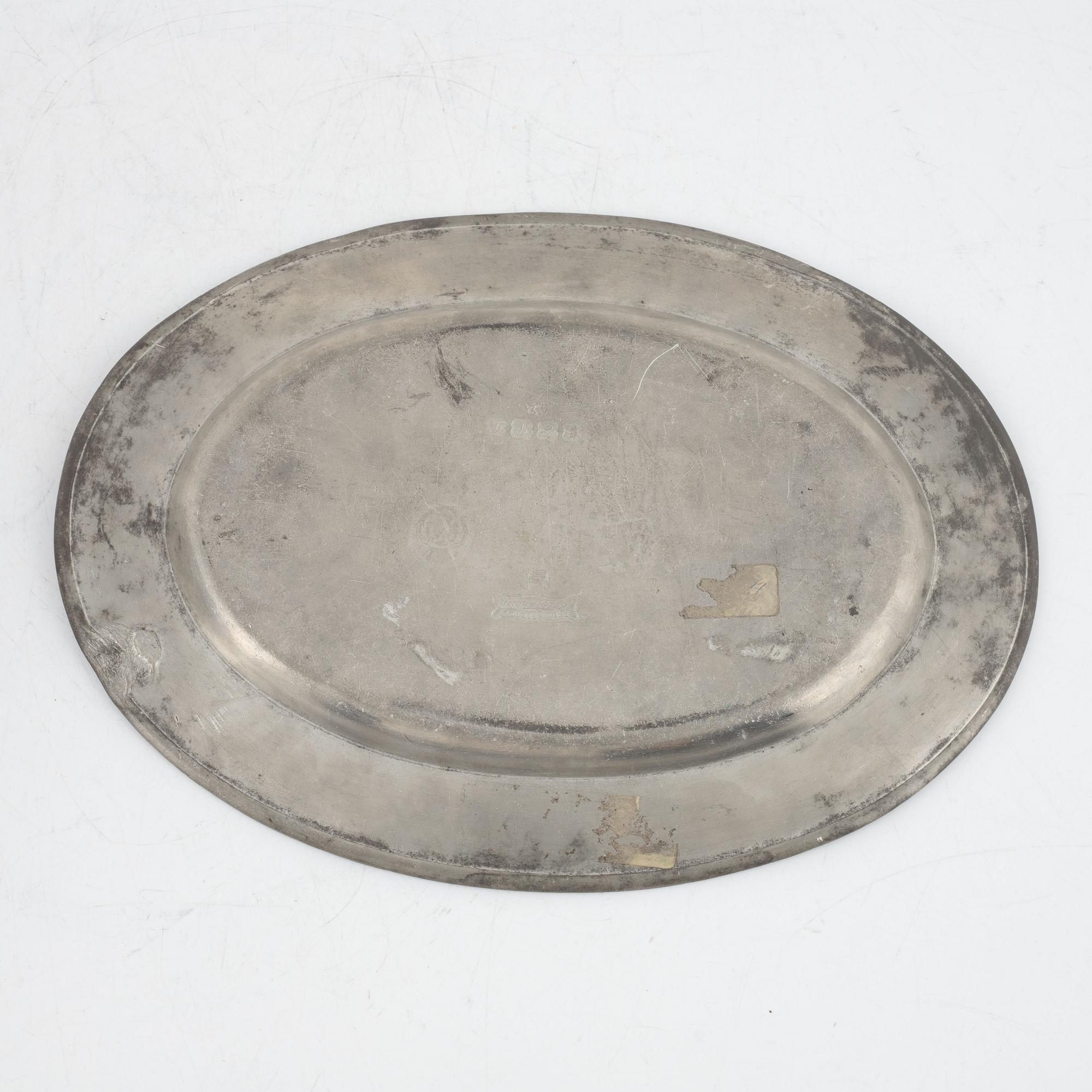 A Gustavian pewter tureen and charger, mark of E. P. Krietz, Stockholm 1784.