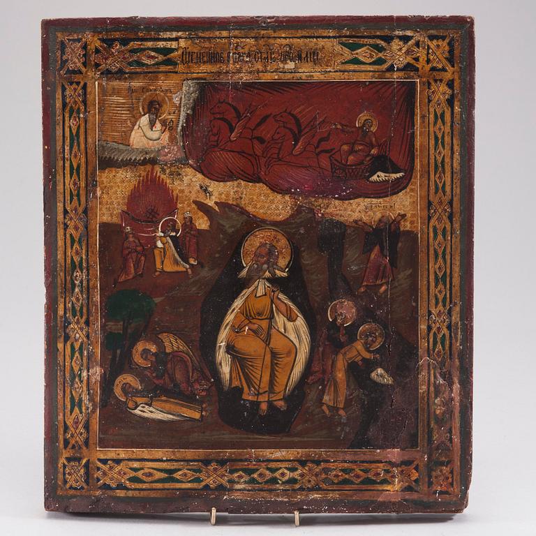 IKON, tempera på pannå samt förgyllningar, Ryssland 1800-talets slut.