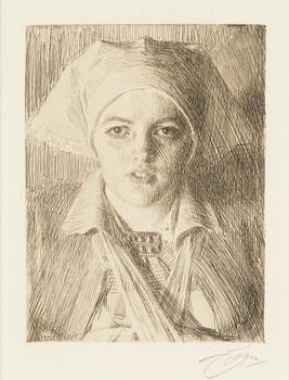 ANDERS ZORN, etching, 1918, signed.