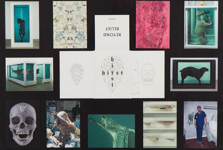 Damien Hirst, "Beyond Belief", 11 st promotionskort i en signerad mapp.