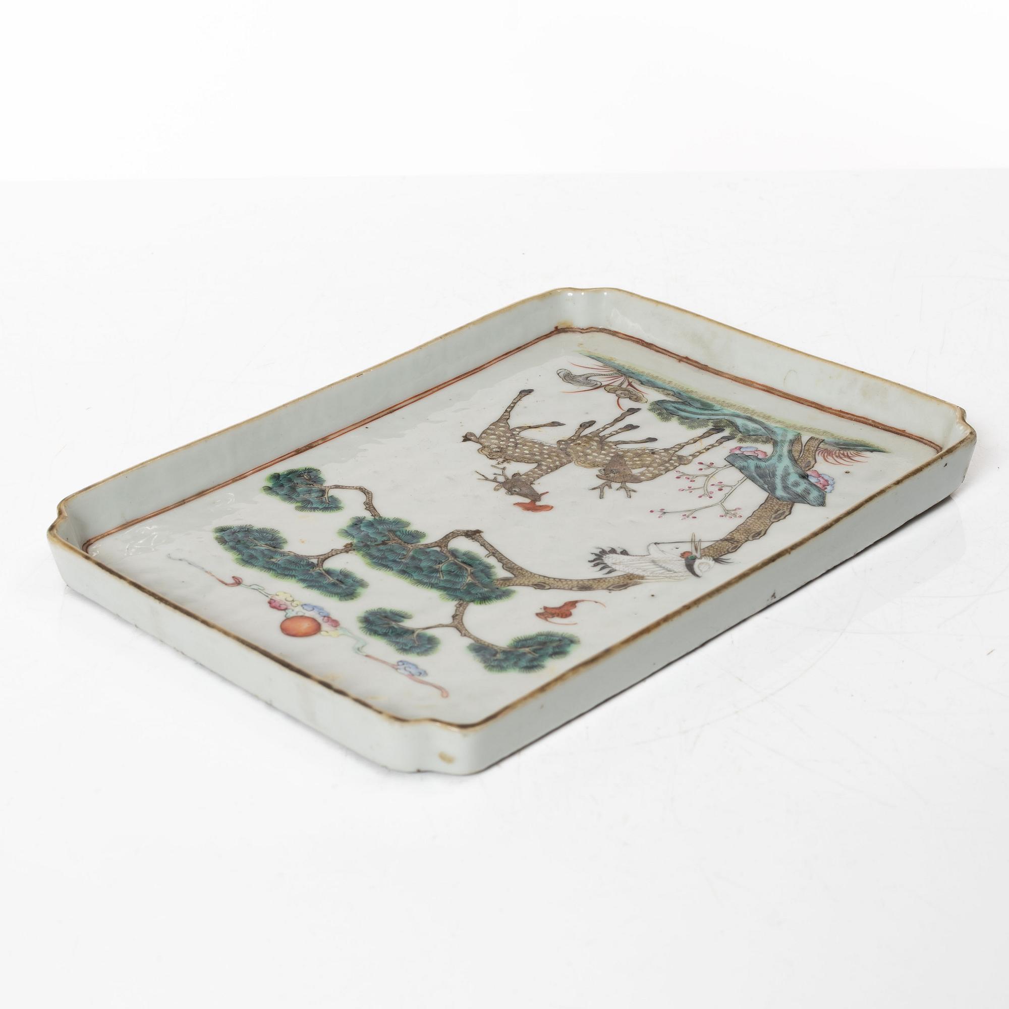 Fat / bricka, porslin, Kina, sen Qingdynasti.