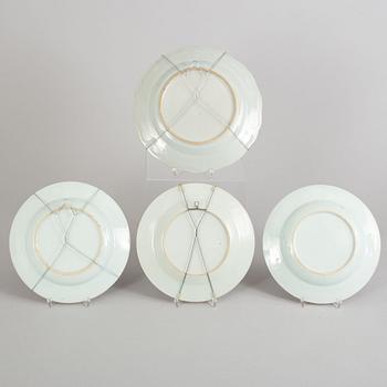 A set of four famille rose plates, Qing dynasty, 18th Century.