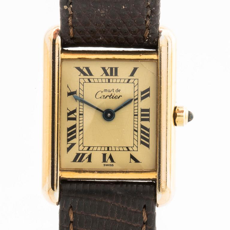 MUST de CARTIER, Tank Vermeil,  armbandsur, 23 x 23 mm.