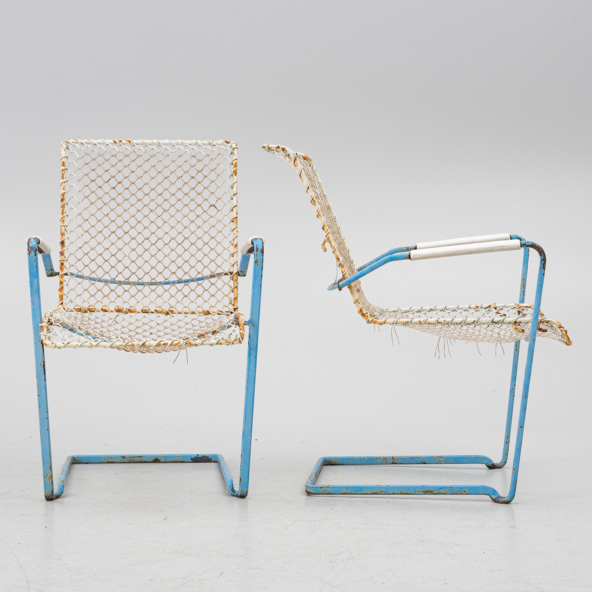 A set of garden furniture, model P-40 and P-50, Grythyttan, Sweden, late 1950's.