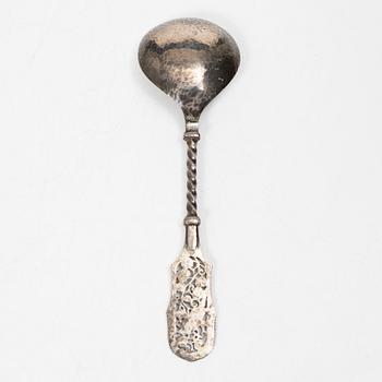 Sauceboat, silver, Oscar Sjögren, Gothenburg 1920, and spoon, silver, David Andersen, Norway early 20th century.