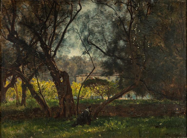 Joseph Charles François, French garden with house.