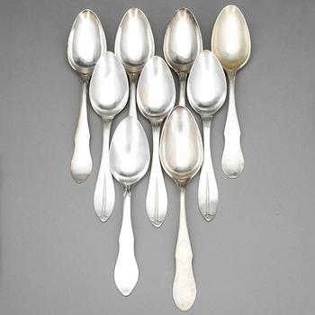 SKEDAR, 9 st, silver, troligen 1800-talets slut samt 1900-tal. Vikt ca 395 g.