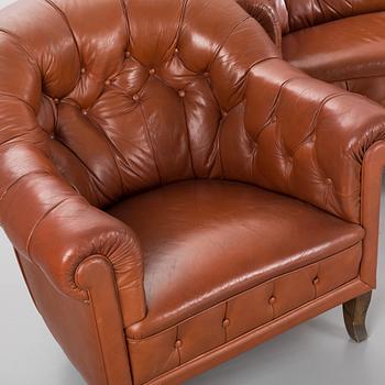 SOFFGRUPP, 3 delar, "Chesterfield". 1920-tal.