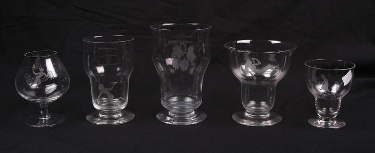 GLASSERVIS, 50 delar, Carl Eldh, sign, 
1930-33.