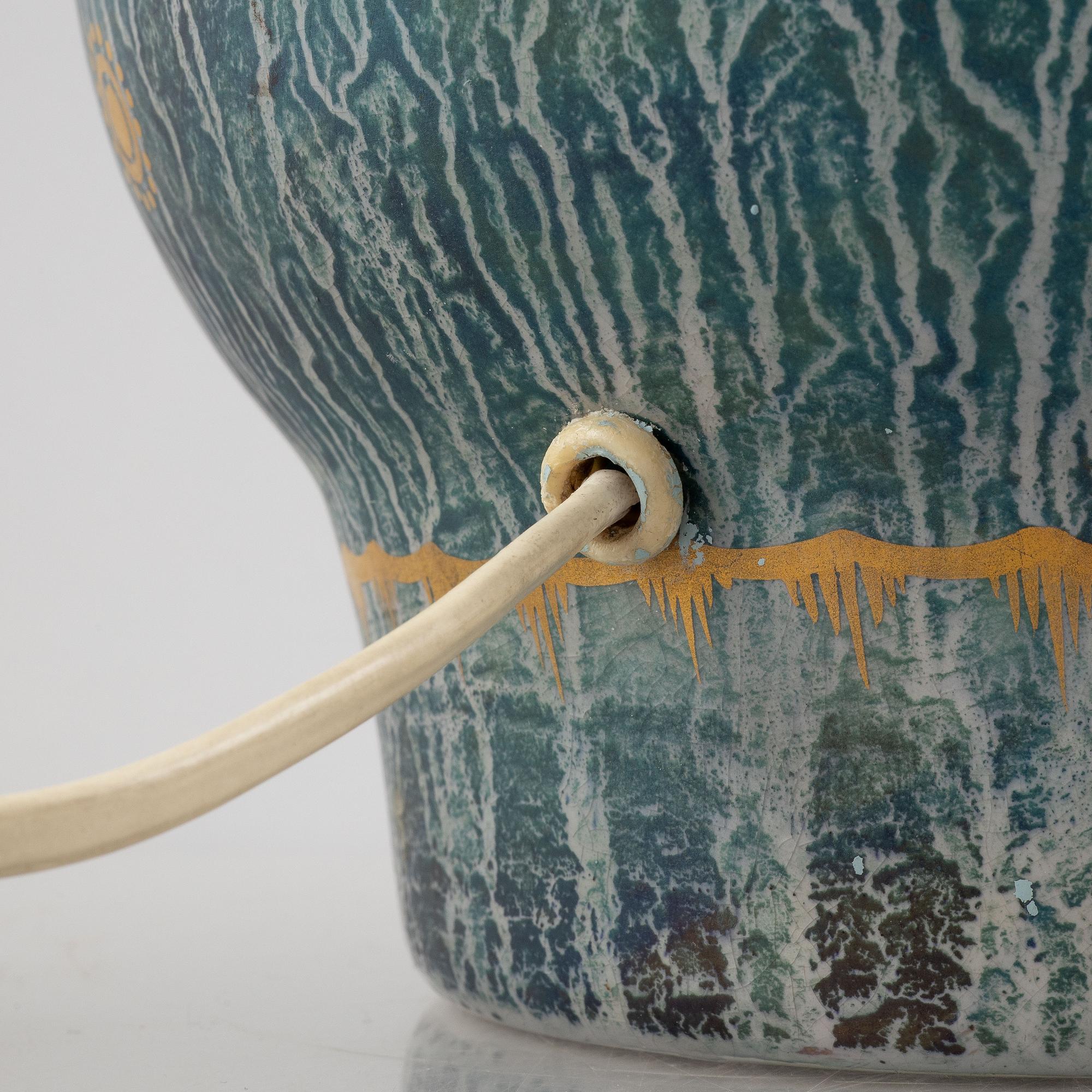 Josef Ekberg, a creamware table lamp, Gustavsberg, early 20th century.