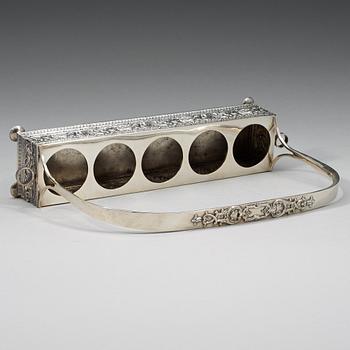 A Russian 20th century silver cruet-set, unidentified makers mark, St Petersburg 1908-1917.