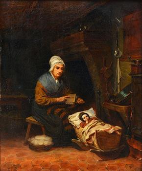 181. Robert Wilhelm Ekman, "GRANDMOTHER ROCKING A CRADLE".