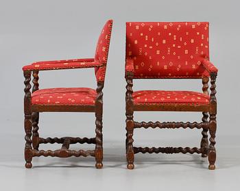 KARMSTOLAR, 4 st, barockstil, omkring sekelskiftet 1900.