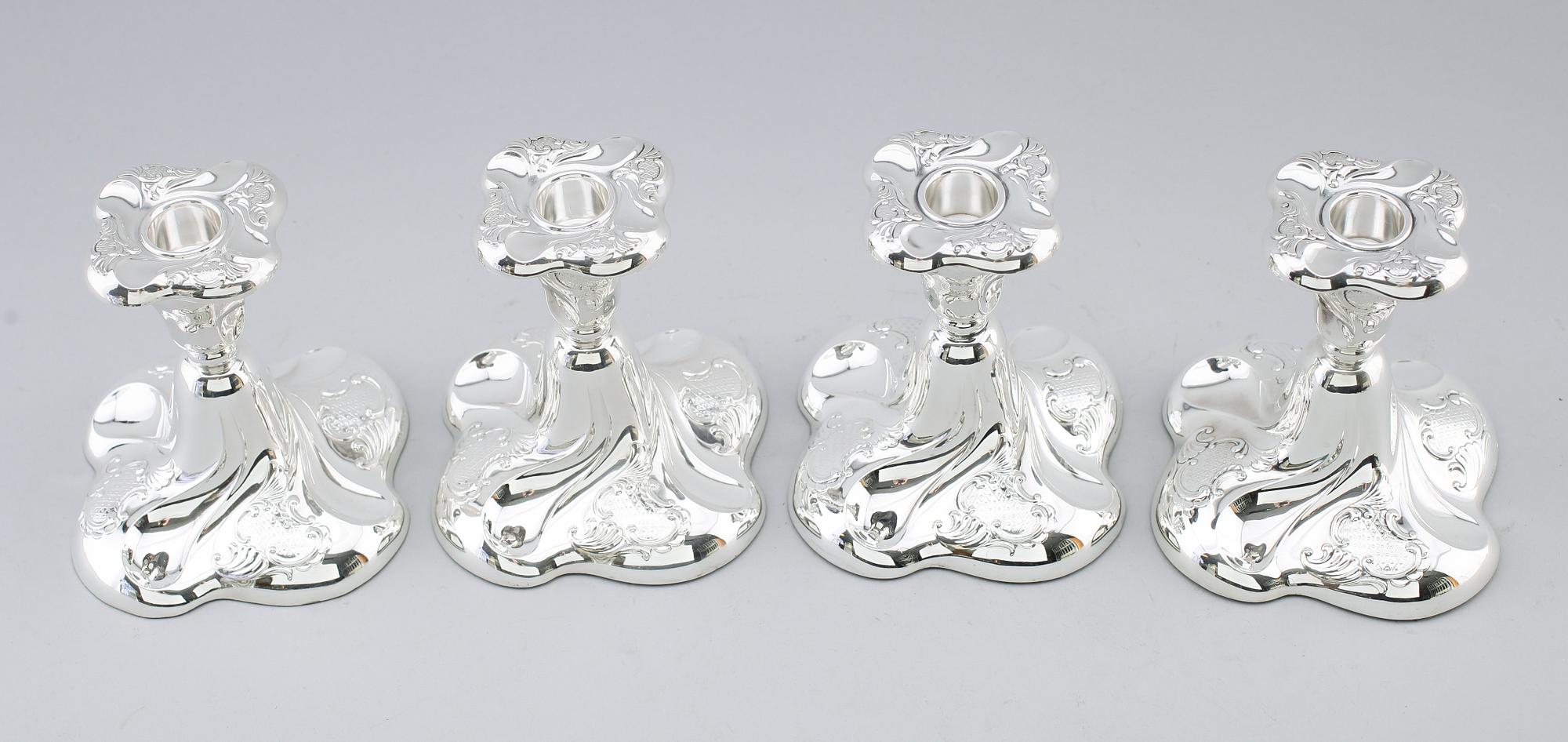 LJUSSTAKAR, 4 st, silver, Norge, 1900-talets mitt.
