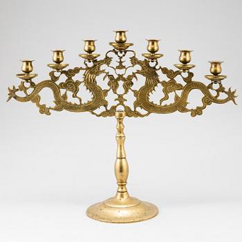 A BRASS CANDELABRUM, CA 1900.