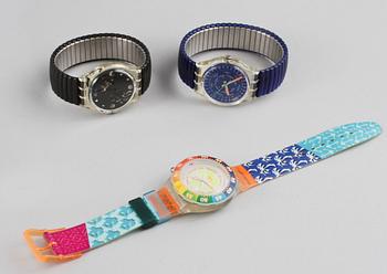 ARMBANDSUR, 3 st, samt BÖCKER, 3 st, Swatch.