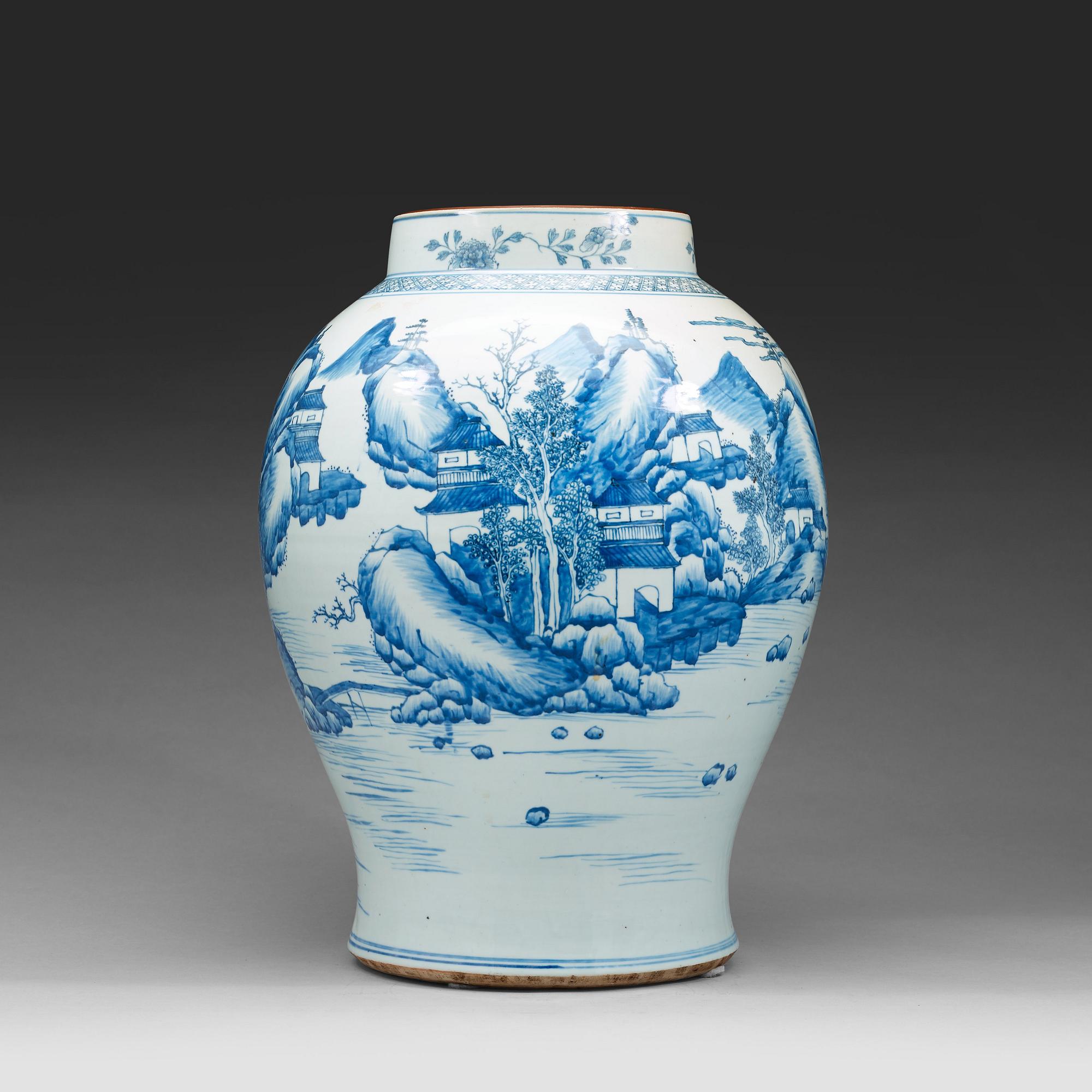 A large blue and white vase, Qing dynasty, Qianlong (1736-95).